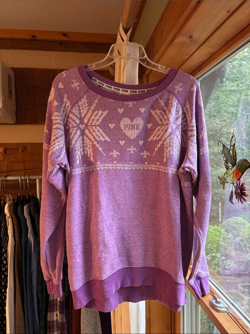 PINK Victoria's Secret Lavender Snowflake Crewneck Sweatshirt